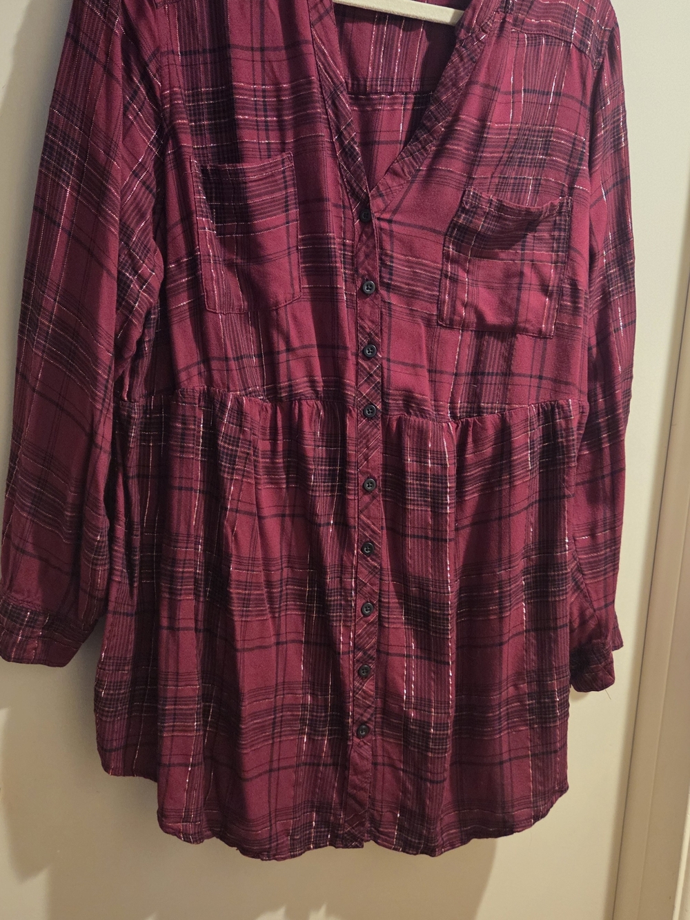 Torrid Red Plaid Button-Front Tunic Blouse Size 24W